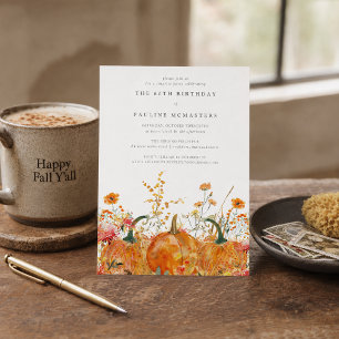 60th Birthday Surprise Party Pumpkin Wildflower Invitation