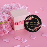 60th birthday Thank You burgundy florals black Favour Tags<br><div class="desc">A 60th birthday Thank You tag with templates for Your name, date, and the text: thank you On front: Trendy bohemian boho style. Decorated with watercolored roses in burgundy and pink. Elegant black background on both front and back. A faux gold geometric frame and templates for your name, age 60...</div>