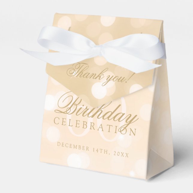 60th Birthday Thank You Gold Bokeh Sparkle Lights Favor Box (Front Side)