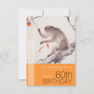 60th Birthday Thank You Japanese Monkey VFC Card