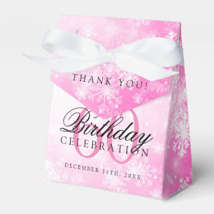 60th Birthday Thank You Pink Winter Wonderland Favor Box
