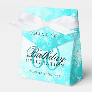 60th Birthday Thank You Winter Turquoise Favor Box