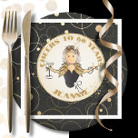 60th Birthday Toast Black Gold Funny for Her   Napkin<br><div class="desc">Is someone special turning 60 that is very dear to you?  This funny napkin sets the theme to toast her on this fantastic milestone. Customize with her name or even change the year ...  Cheers!</div>