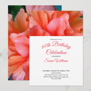 60th Birthday Tropical Flower Photo Invitation