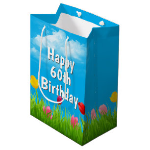 60th Birthday Tulips Medium Gift Bag