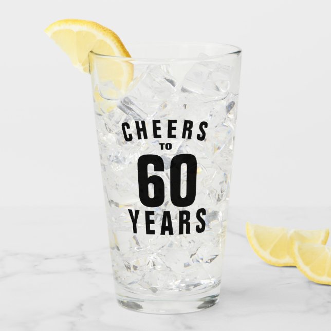 60th Birthday tumbler glass gift for age sixty (Front Ice)