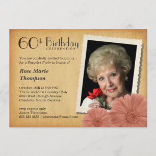 60th Birthday Vintage Daisy Photo Invitations