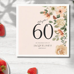60th Birthday Vintage Floral Napkin