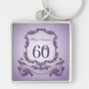 60th Birthday Vintage Frame personalized keychain