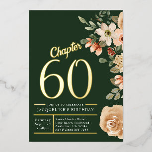 60th Birthday Vintage Green Floral Gold