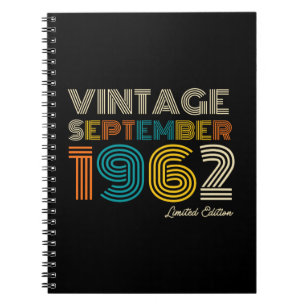 60th Birthday Vintage September 1962 Limited Edtn. Notebook