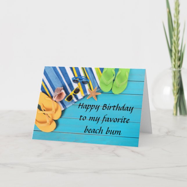 ***60th BIRTHDAY**** WISHES FOR MY FAV BEACH BUM Card (Front)