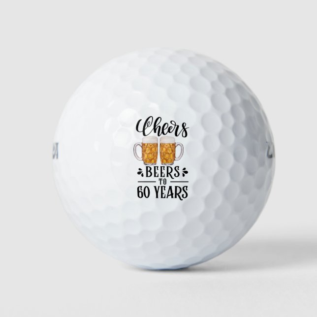 60th Birthday with glass of beer Golf Balls (Front)