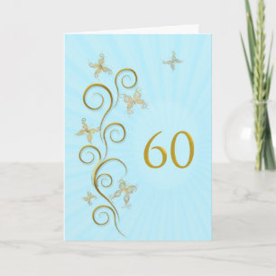 60th Birthday with golden butterflies Card