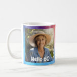 60th Birthday Woman Photo Balloons Modern 002 Coffee Mug<br><div class="desc">Celebratory 60th Birthday Mug, designed to bring joy and excitement to the special milestone of turning 60. With its bright watercolor-style background this mug exudes positivity and fun. On one side, there's room for a cherished photo, and on the other, colorful balloons adorned with the number 60 float happily, symbolizing...</div>