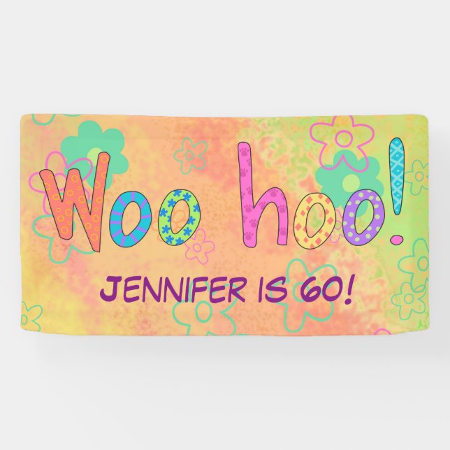 60th Birthday WooHoo Name Personalized Banner (Horizontal)