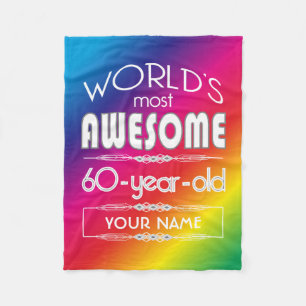 60th Birthday Worlds Best Fabulous Rainbow Fleece Blanket