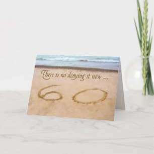 60th Birthday Writing in Sand Seashore Card