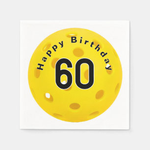 60th Birthday Yellow Pickleball Napkin