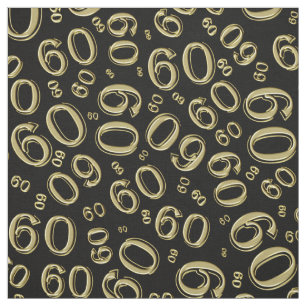 60th Black & Gold Random Number Pattern Fabric