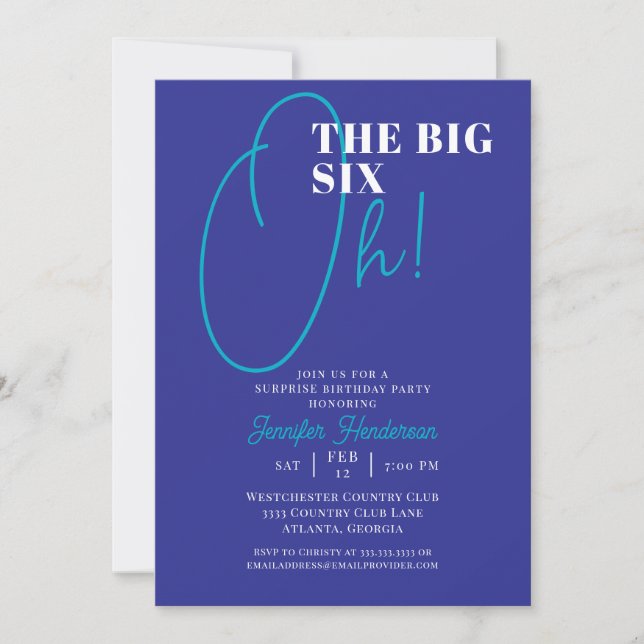 60th Blue Turquoise Surprise Birthday Invitation (Front)