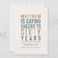 60th Classy colourful cheers to sixty year birthda