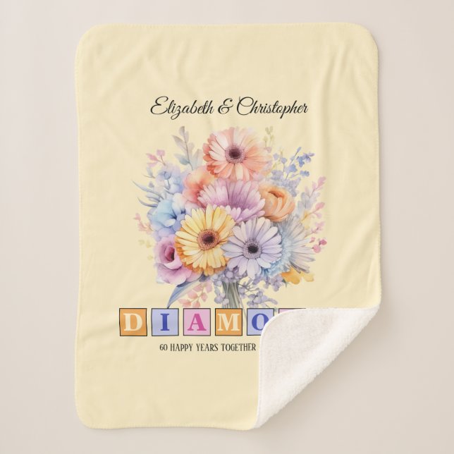 60th Diamond anniversary gerbera flowers peach Sherpa Blanket (Front)