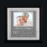 60th Diamond Anniversary Photo Keepsake Gift Box<br><div class="desc">This beautiful lacquered Jewellery or Trinket Box is adorned with our beautiful Wedding Anniversary Collection designs and holds the anniversary couple's photograph, date of their Diamond Anniversary and their names. A lovely way to cherish the memories you made celebrating 60-years together. A beautiful gift for the husband to give his...</div>