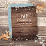 60th Diamond Anniversary Save the Date Rustic Postcard<br><div class="desc">Featuring delicate love hearts confetti on a rustic wood background. Personalize with your special sixty years diamond anniversary save the date information in chic lettering. Designed by Thisisnotme©</div>