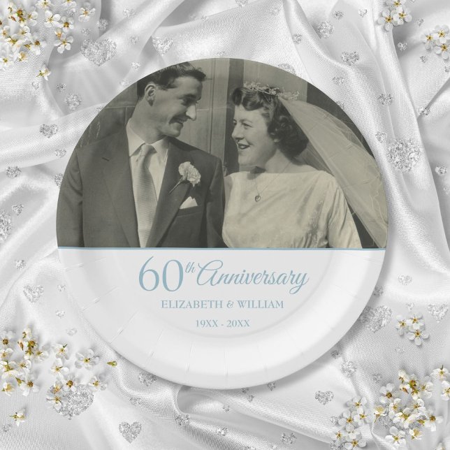 60th Diamond Anniversary Wedding Photo Paper Plate (60th Diamond Anniversary Wedding Photo Paper Plates)