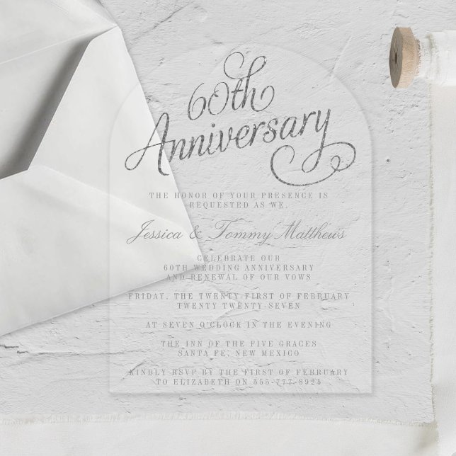 60th Diamond Wedding Anniversary Acrylic Invitations (Creator Uploaded)