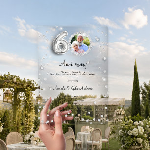 60th diamond wedding anniversary acrylic invitations