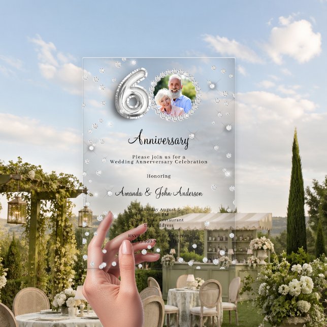 60th diamond wedding anniversary acrylic invitations (Creator Uploaded)