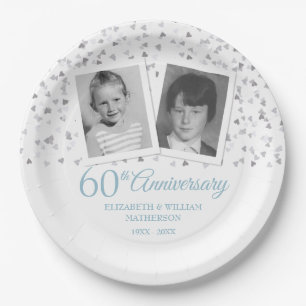 60th Diamond Wedding Anniversary Childhood Photos Paper Plate