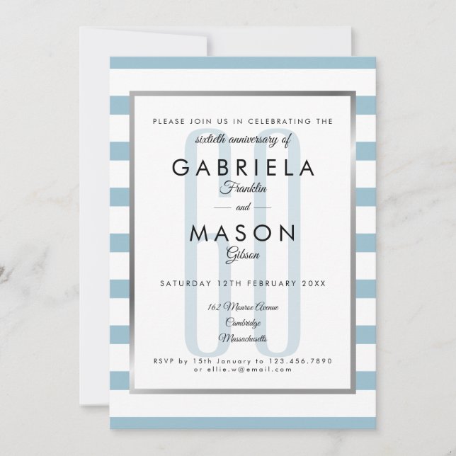 60th Diamond Wedding Anniversary Classic Art Deco  Invitation (Front)