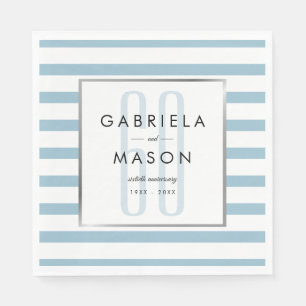 60th Diamond Wedding Anniversary Classic Stripe Napkin