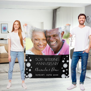 60th diamond wedding anniversary custom photo fleece blanket