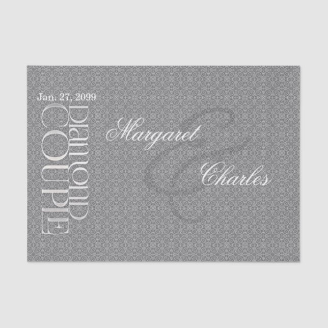 60th Diamond Wedding Anniversary | Custom Tissue Paper (Front)