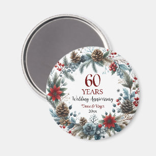 60th Diamond Wedding Anniversary Elegant Winter Magnet