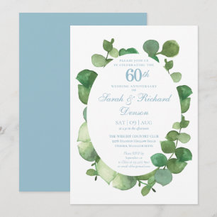 60th Diamond Wedding Anniversary Eucalyptus Invitation