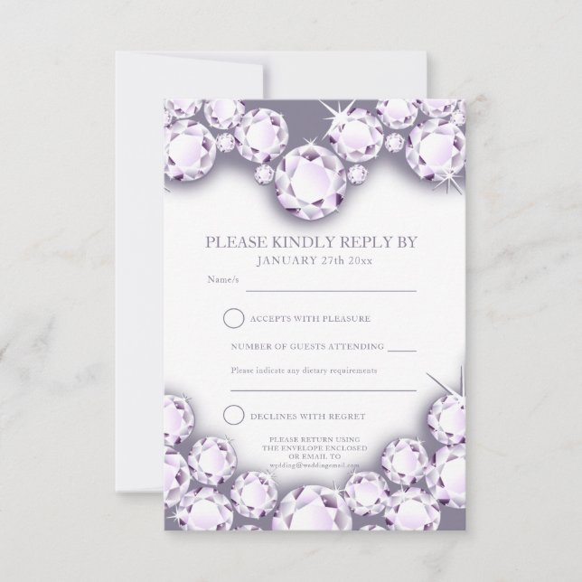 60th diamond wedding anniversary heart reply card (Front)