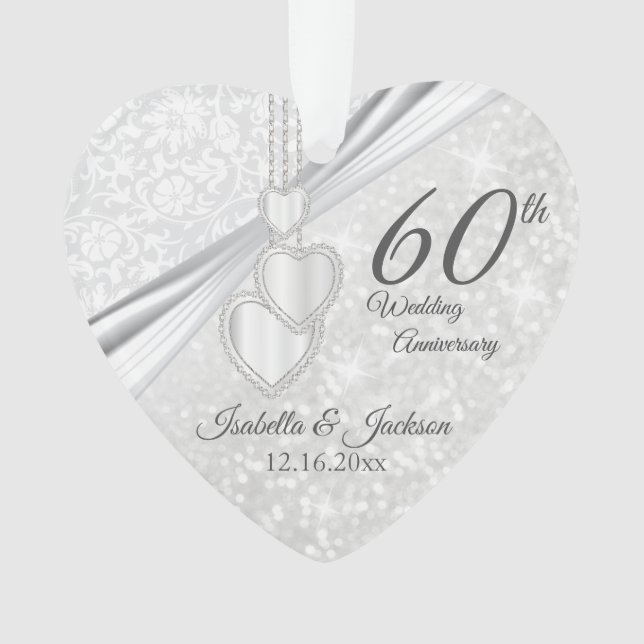 60th Diamond Wedding Anniversary Keepsake Ornament (Front)