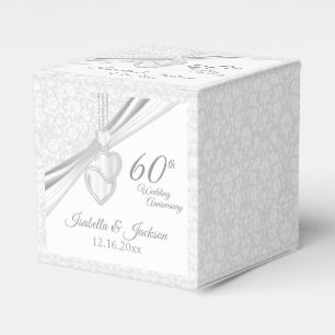 60th Diamond Wedding Anniversary on White Favor Box