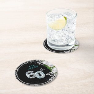 60th Diamond Wedding Anniversary Party Decor Round Paper Coaster