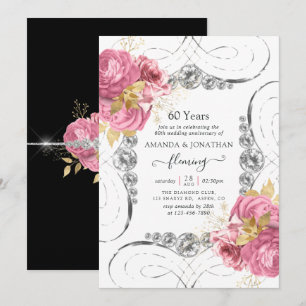 60th Diamond Wedding Anniversary Party Invitation