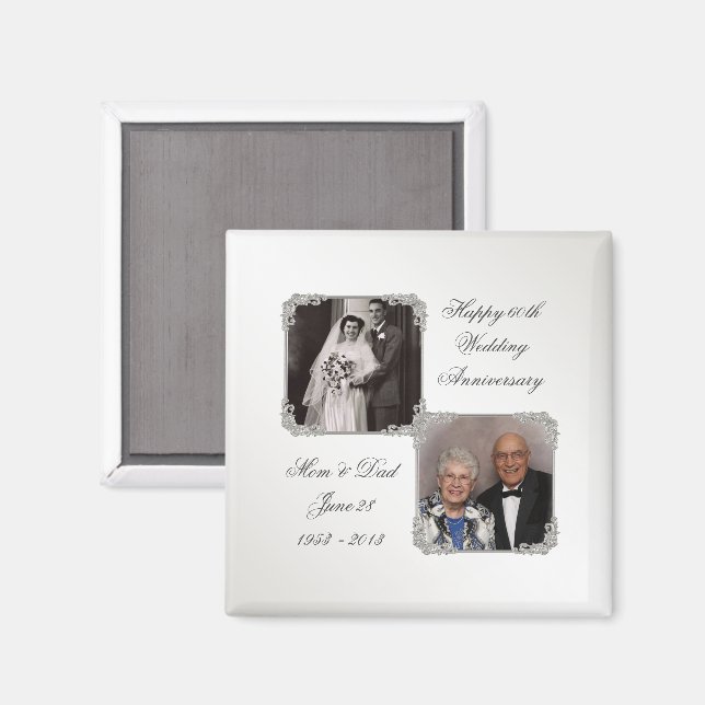 60th Diamond Wedding Anniversary Photo Magnet (Front/Back)