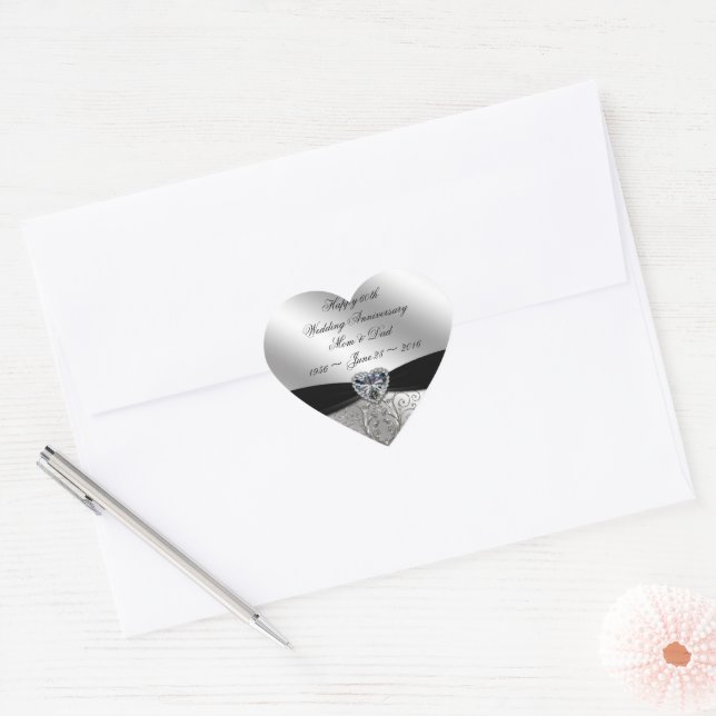 60th Diamond Wedding Anniversary Sticker (Envelope)