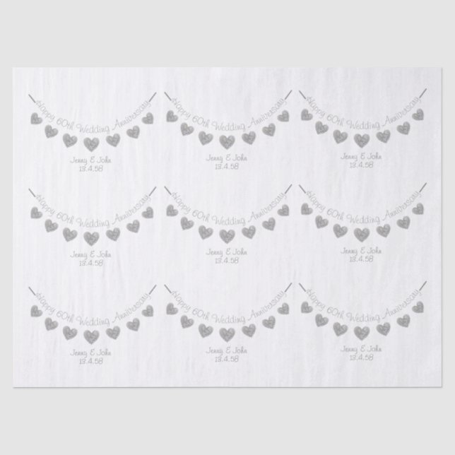 60th Diamond Wedding anniversary tissue paper (Front)