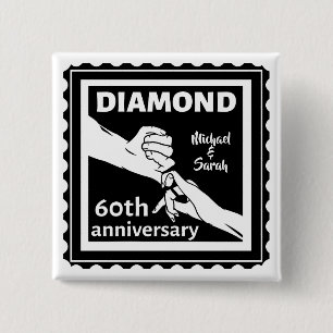 60th diamond wedding anniversary traditional 2 inch square button