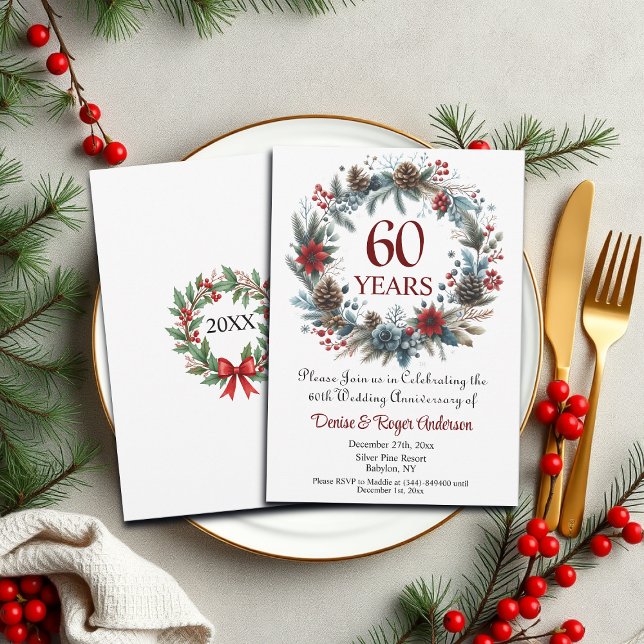 60th Diamond Wedding Anniversary Winter Invitation (Creator Uploaded)